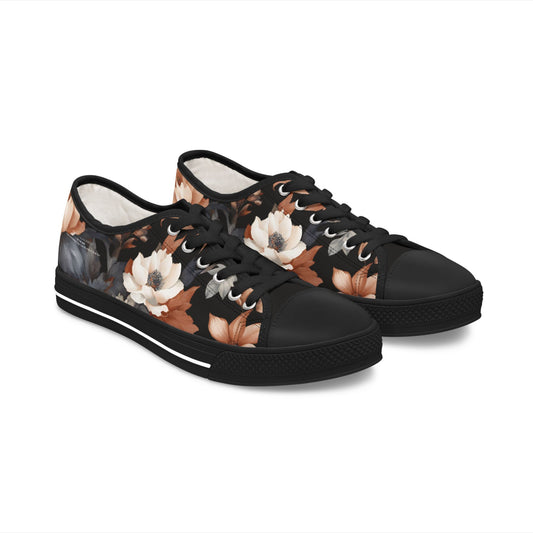 Floral Women's Sneakers - Monochrome Design  by Margo Makaroff - Personalization Available