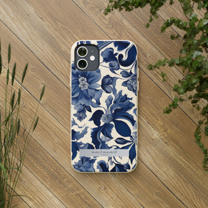Blue Majolica Collection Biodegradable Phone Case - Eco-Friendly Style for Nature Lovers with Personalization by Margo Makaroff