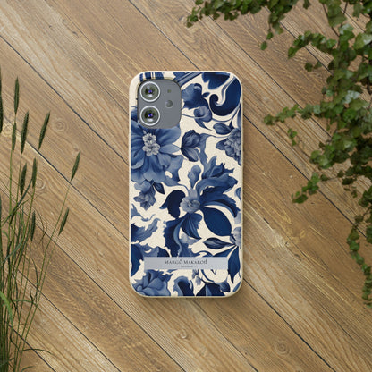 Blue Majolica Collection Biodegradable Phone Case - Eco-Friendly Style for Nature Lovers with Personalization by Margo Makaroff