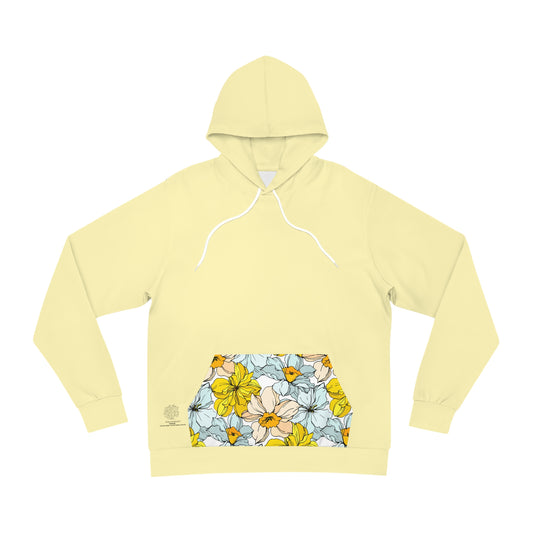 Minimalist Pastel Yellow (Buttermilk)  Hoodie with Hint of Florals - Margo Makaroff - Personalization Available
