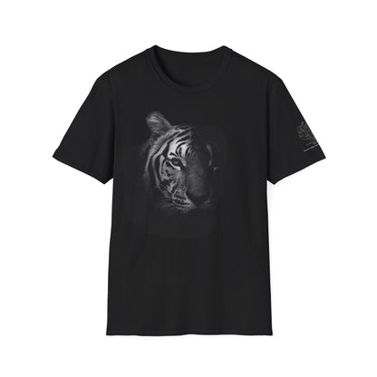 Monochrome Tiger Head Unisex T-Shirt by Margo Makaroff Design
