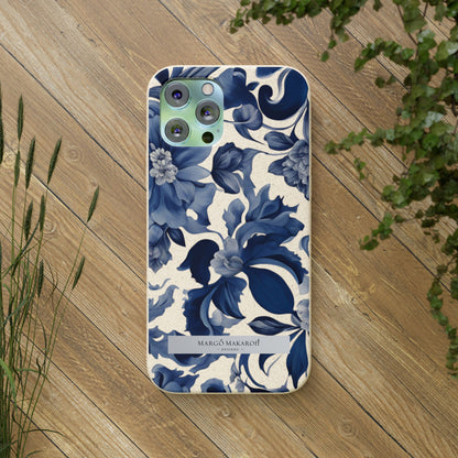 Blue Majolica Collection Biodegradable Phone Case - Eco-Friendly Style for Nature Lovers with Personalization by Margo Makaroff