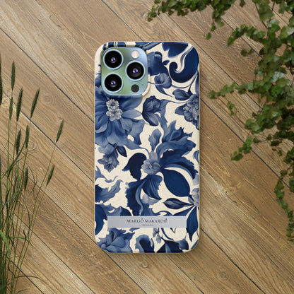 Blue Majolica Collection Biodegradable Phone Case - Eco-Friendly Style for Nature Lovers with Personalization by Margo Makaroff