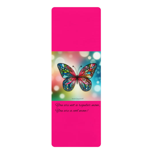 Colorful Butterfly Rubber Yoga Mat - Vibrant Non-Slip Exercise Mat - Margo Makaroff - Personalization Available