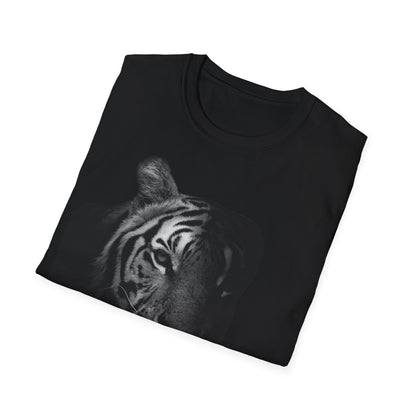 Monochrome Tiger Head Unisex T-Shirt by Margo Makaroff Design