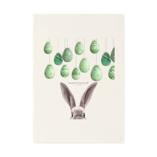 Cute Rabbit Cotton Tea Towel - Perfect for Easter and Spring Decor with Personalization by Margo Makaroff