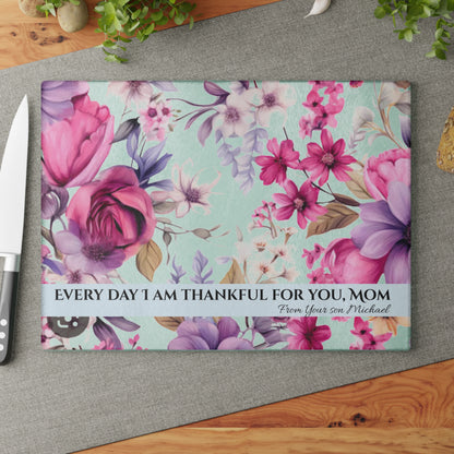 Floral Cutting Board for Mom - Meaningful Gift - Margo Makaroff - With Personalization