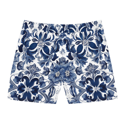 Blue Majolica Men's Mid-Length Swim Shorts - Margo Makaroff - Personalization Available
