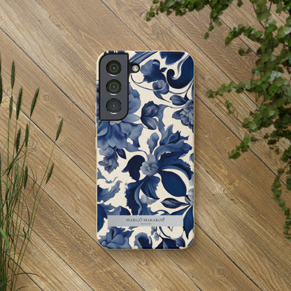 Blue Majolica Collection Biodegradable Phone Case - Eco-Friendly Style for Nature Lovers with Personalization by Margo Makaroff