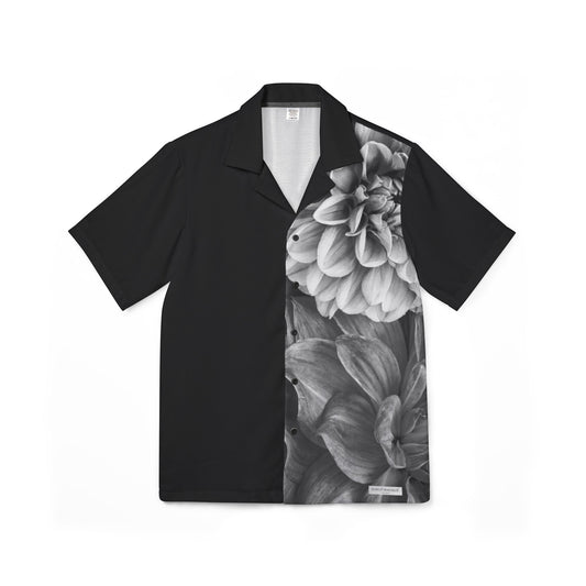 Monochrome Collection Men's Shirt - Floral Black & White Design- Margo Makaroff - Personalization Available
