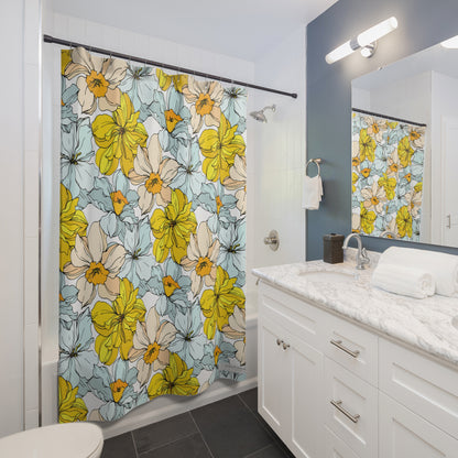 Elegant Floral Shower Curtain - Pastel Floral Pattern for Stylish Bathrooms with personalization by Margo Makaroff