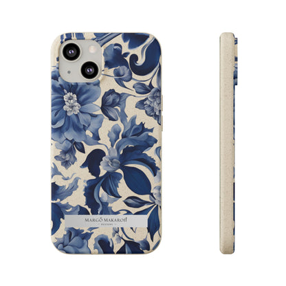 Blue Majolica Collection Biodegradable Phone Case - Eco-Friendly Style for Nature Lovers with Personalization by Margo Makaroff