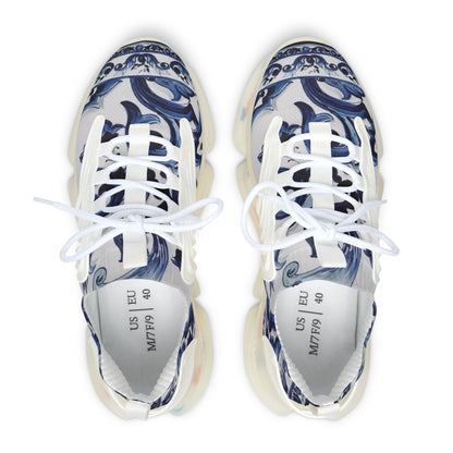 Blue Majolica Collection Women's Mesh Sneakers-Design Margo Makaroff- Personalization Available