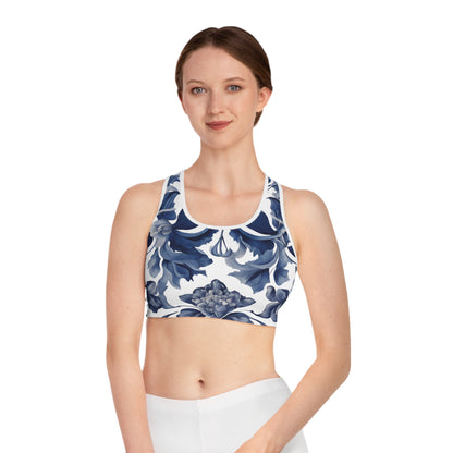 Blue Majolica Sports Bra by Margo Makaroff with Personalization