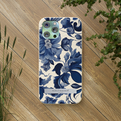 Blue Majolica Collection Biodegradable Phone Case - Eco-Friendly Style for Nature Lovers with Personalization by Margo Makaroff