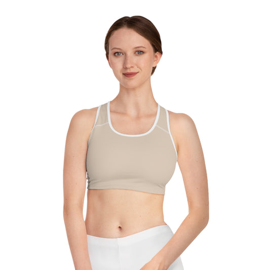 Pastel Beige Minimalistic Sports Bra for Stylish Workouts by Margo Makaroff