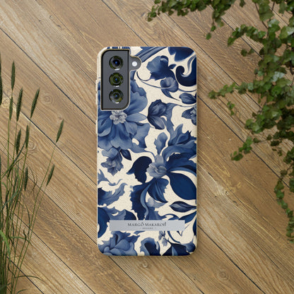 Blue Majolica Collection Biodegradable Phone Case - Eco-Friendly Style for Nature Lovers with Personalization by Margo Makaroff