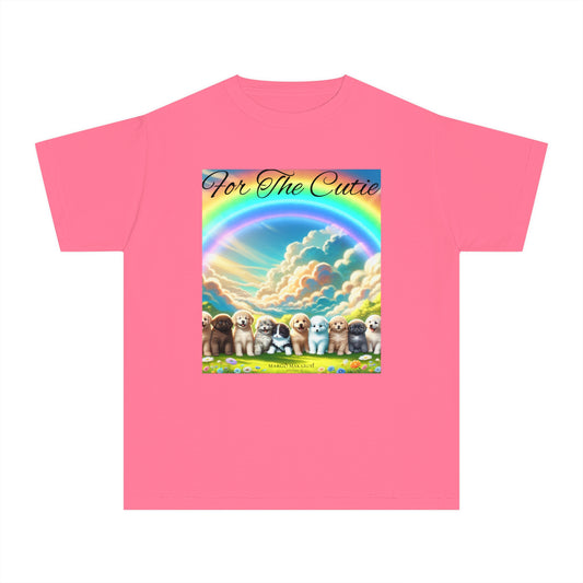 Youth "For The Cutie" Tee - Colorful Rainbow Design with Adorable Pets- Margo Makaroff with Personalization