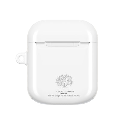 Elegant Floral AirPod Case - Monochrome Collection - Margo Makaroff - Personalization Available