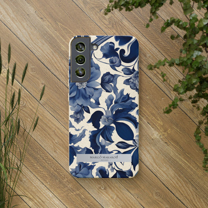 Blue Majolica Collection Biodegradable Phone Case - Eco-Friendly Style for Nature Lovers with Personalization by Margo Makaroff