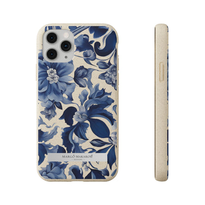 Blue Majolica Collection Biodegradable Phone Case - Eco-Friendly Style for Nature Lovers with Personalization by Margo Makaroff