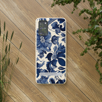 Blue Majolica Collection Biodegradable Phone Case - Eco-Friendly Style for Nature Lovers with Personalization by Margo Makaroff