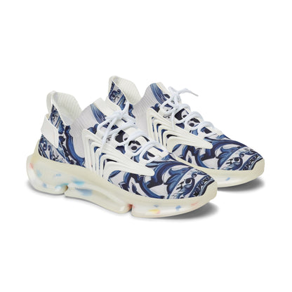 Blue Majolica Collection Women's Mesh Sneakers-Design Margo Makaroff- Personalization Available