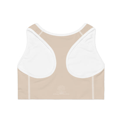 Pastel Beige Minimalistic Sports Bra for Stylish Workouts by Margo Makaroff