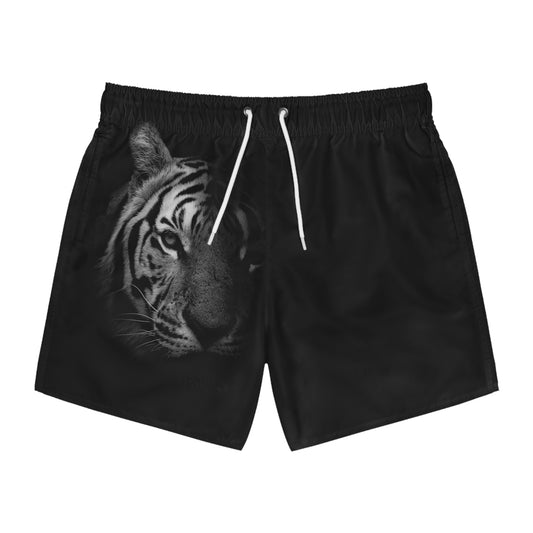 Black Tiger Swim Trunks - Bold and Stylish Beachwear for Animal Lovers by Margo Makaroff
