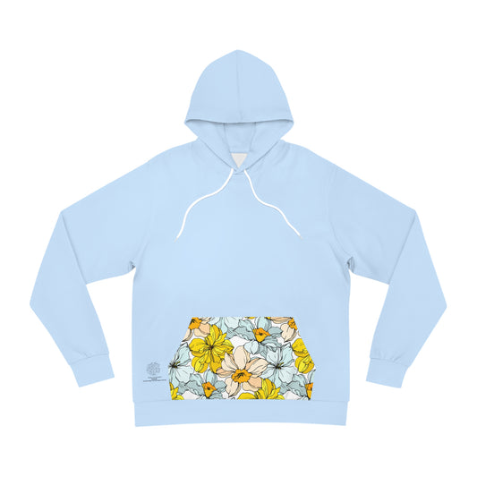 Minimalist Pastel Blue Hoodie with Hint of Florals - Margo Makaroff - Personalization Available
