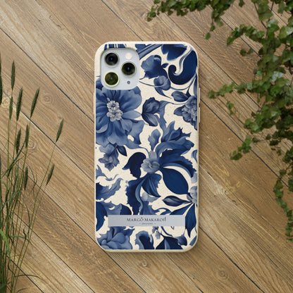 Blue Majolica Collection Biodegradable Phone Case - Eco-Friendly Style for Nature Lovers with Personalization by Margo Makaroff