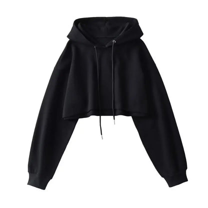 Women Crop Hoodie Long Sleeve