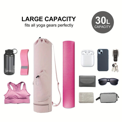 Yoga Mat Bag with Water Bottle Pocket and Bottom Wet Bag
