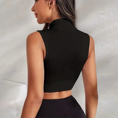 Women's 2-piece Set with Zipper Fitness Vest Top