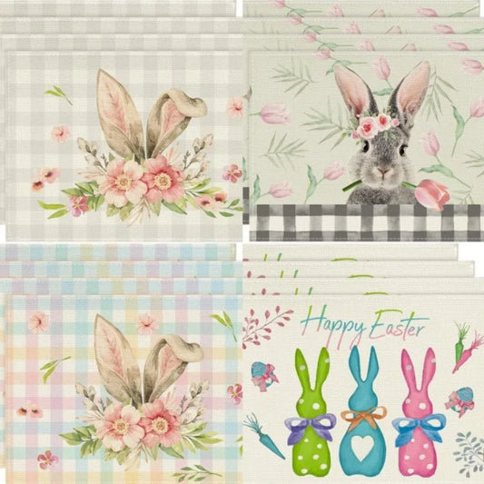 Easter Rabbit  Dining Table  Placemat Happy Easter Decoration for Home.