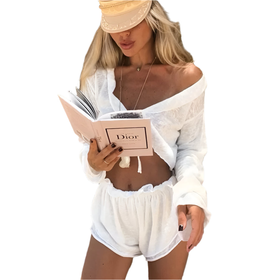 Lace Up Beach Shorts Suit