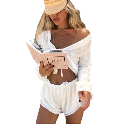 Lace Up Beach Shorts Suit