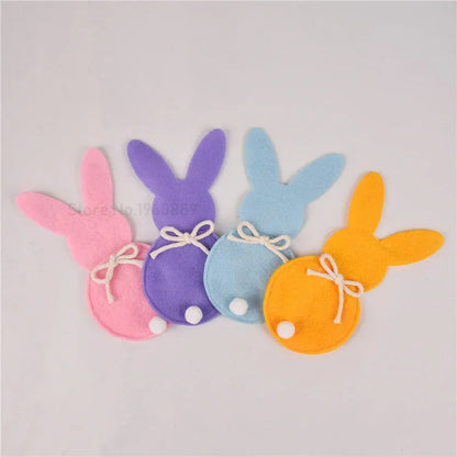 6Pcs Easter Bunny Felt Cutlery Holder Bag Happy Easter Decorations for Rabbit Tableware Knife Fork Cover Bag Party Accessories