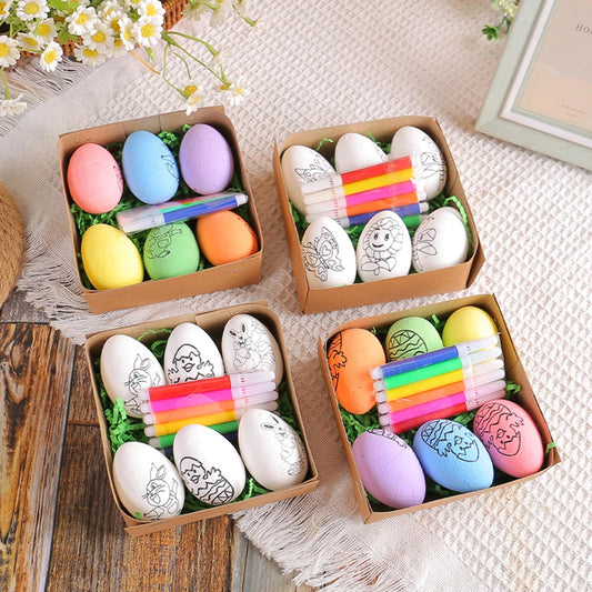 DIY Painting Easter Eggs with Paint Pen Foam Easter Eggs DIY Doodle Kit for Easter Theme Party