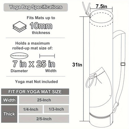 Yoga Mat Bag with Water Bottle Pocket and Bottom Wet Bag