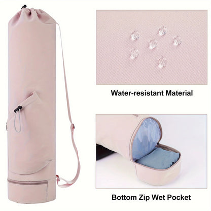 Yoga Mat Bag with Water Bottle Pocket and Bottom Wet Bag